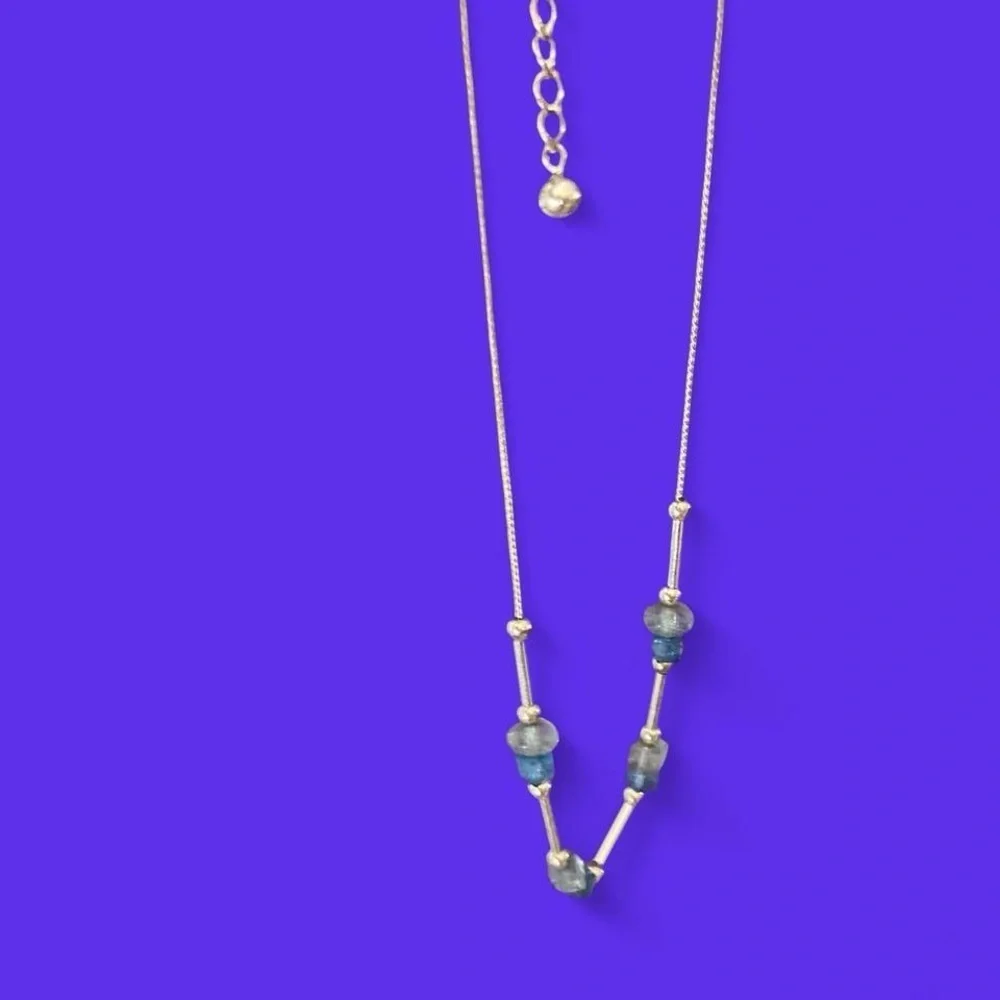 Vintage Blue and silver beaded necklace #boho